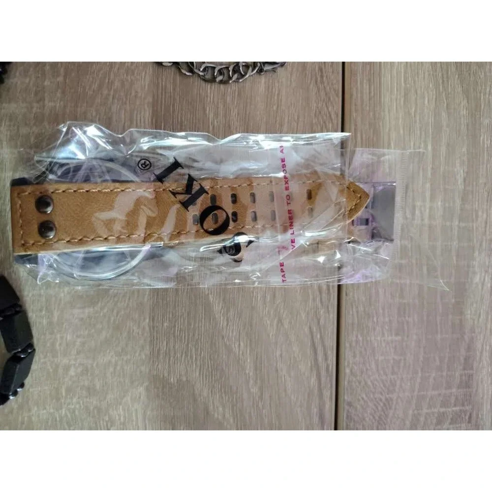 Soki Mens Analog Watch Black Face‎ Tan Leather Strap New In Packaging